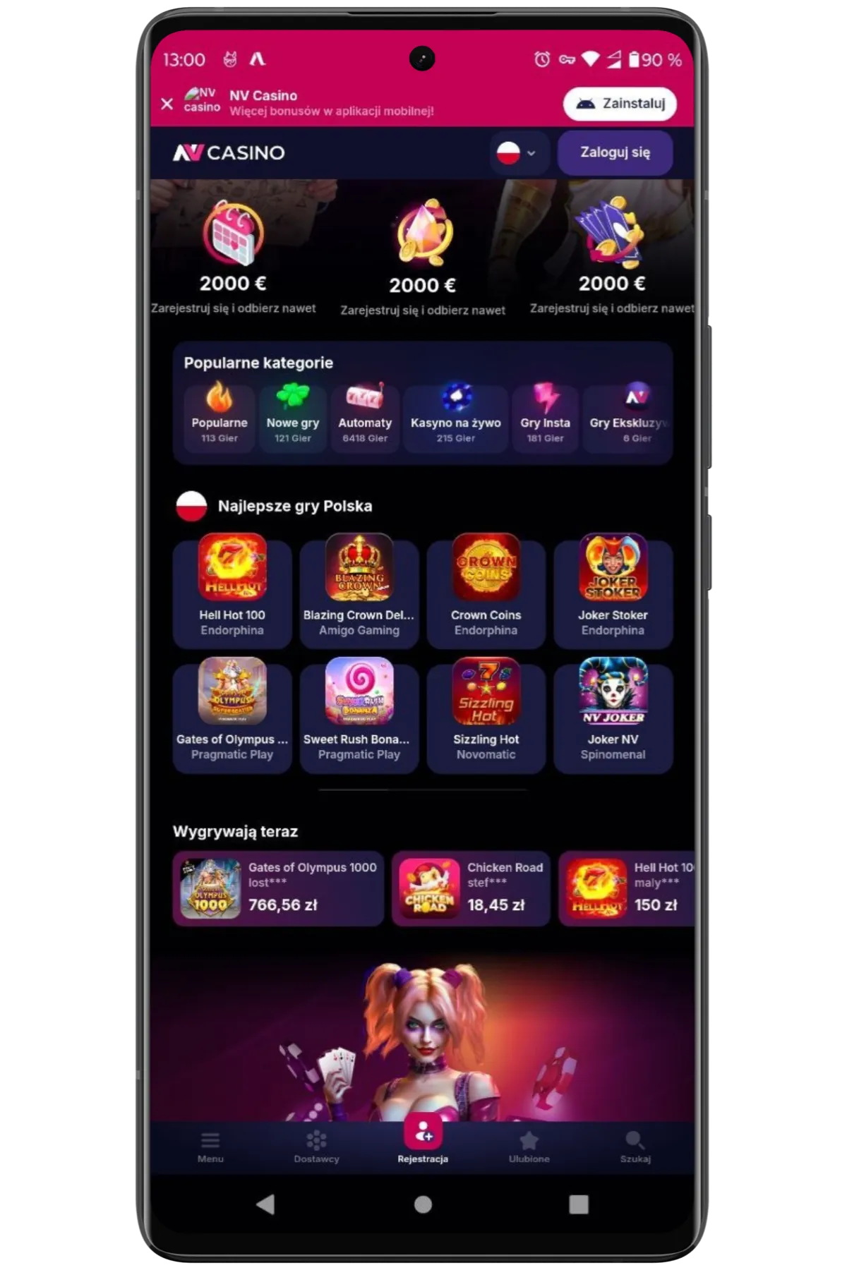 NV Casino app strona mobilna