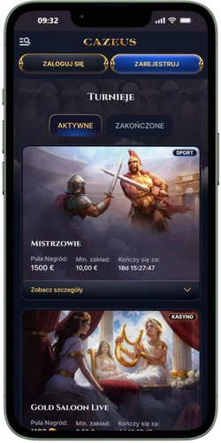 Cazeus app lista aktywnych turniejów kasynowych