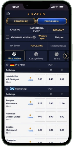 Cazeus Casino sekcja zakładów sportowych na żywo