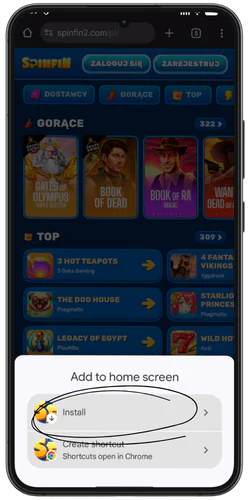 Select Spinfin Casino app